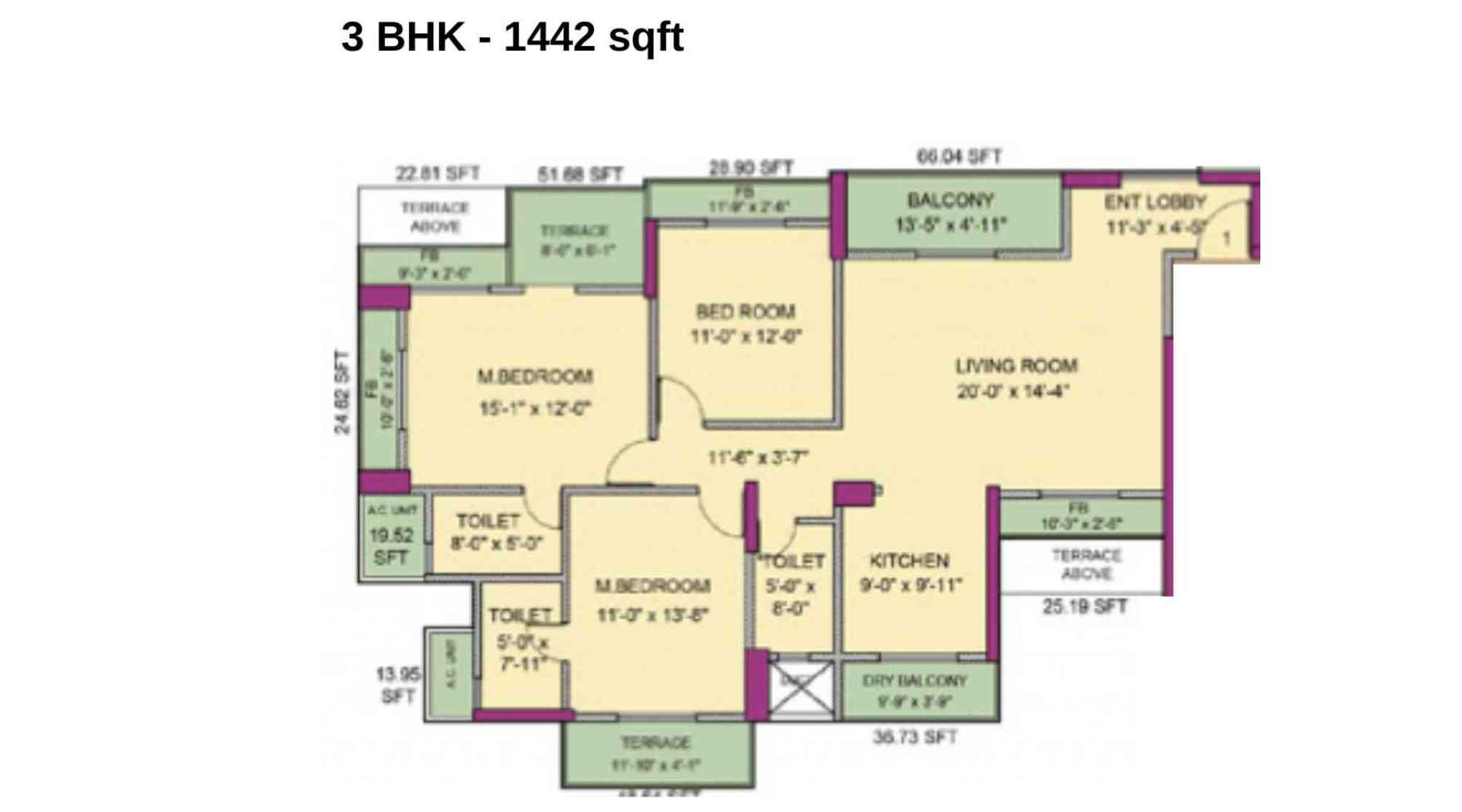 Newa-Bhakti-Park-Floor-Plan-A-B-Wing-Even-3-BHK-1442-sqft